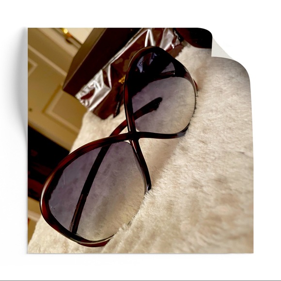 Sold Tom Ford Ivanna 372 53W Havana / Blue Sunglasses - Picture 6 of 8